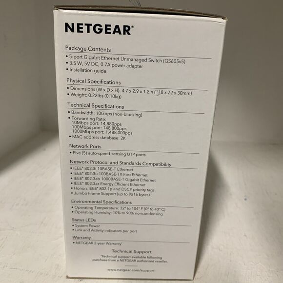 NETGEAR GS605NA 5-Port Gigabit Ethernet Unmanaged Switch - Picture 3 of 8